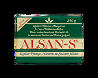 Die Alsan-S Margarine ist die konventionelle Schwester zur Alsan-Bio. Sie ist ebenso rein pflanzlich, 100% vegan und besteht aus ungehärteten Ölen und Fetten und mit leckerem Buttergeschmack. Sie eignet sich als Brotaufstrich oder zum Backen, Braten und Kochen