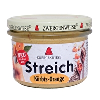 Mit dem Kürbis-Orange Streich von Zwergenwiese holst Du Dir einen pikanten Bio-Aufstrich mit Butternut-Kürbis und einer fruchtigen Orangen-Note auf Dein Brot.