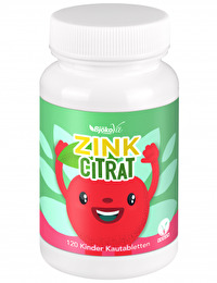 Die Bjökovit Zink Citrat Kautabletten für Kinder enthalten je Tablette 6mg Zink, was 60% der Referenzmenge für die tägliche Zufuhr entspricht.