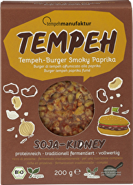 Der neue Tempeh-Burger Smoky Paprika aus dem Hause der Tempehmanufaktur ist eine köstliche Alternative zum herkömmlichen Fleisch-Patty für deinen veganen Burger.