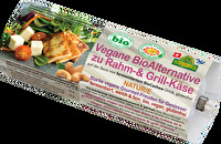 Die Vegane Alternative zu Rahm- & Grill-Käse Natur von Soyana besteht zu 71% aus fermentiertem Cashewnuss-Drink und ist damit frei von Soja.