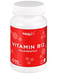 Die Vitamin B12 Kautabletten 500µg mit Colageschmack von Bjökovit schmecken angenehm leicht nach Cola und decken sicher den Bedarf an Vitamin B12. Jetzt günstig bei kokku kaufen