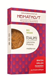 Rauki mediterran von HEIMATKOST sind Bratstücke auf Basis von Kräuterseitlingen, die mit Basilikum und Oregano gewürzt sind.