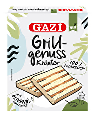 Der Grillgenuss Kräuter von GAZI ist ein köstlicher, veganer Grillkäse auf Basis von Kokosnussöl.