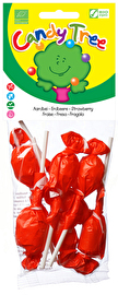 Die runden Erdbeer Lutscher von Candy Tree sind eine leckere Süßigkeit mit natürlichem Erdbeer Aroma.