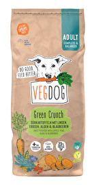Das Green Crunch 5kg von Vegdog vereint das Beste, was in veganem Hundefutter enthalten sein kann! Als Eiweißquelle kommen Linsen und Erbsen zum Einsatz; die Algen decken den Bedarf an Omega-Fettsäuren; Vitamine und Ballaststoffe kommen aus dem Kürbis und der Blaubeere. Dein Hund wird es lieben!