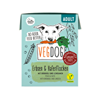 Das Adult Nassfutter von VEGDOG im nachhaltigen Tetra Pak mit allen erforderlichen Nährstoffen gibt es jetzt auch in 390 Gramm!