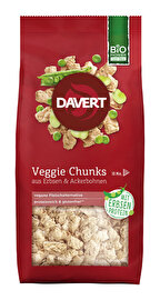 Die Veggie Chunks von Davert bestehen aus Erbsen- und Ackerbohnenproteinkonzentrat, sie sind damit nicht nur glutenfrei sondern auch frei von Soja und bestens geeignet als vegane Fleischalternative.