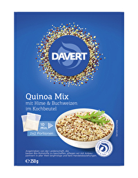 Der Quinoa Mix von Davert ist eine Kombination aus feinem Quinoa, milder Hirse und leicht nussigem Buchweizen.