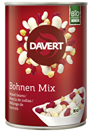 iese bunte Mischung Bohnen Mix in der Dose von Davert ist nicht nur vielseitig im Geschmack, sondern auch vielseitig und schnell einsetzbar in Salaten, Aufläufen und was dir noch so einfällt.