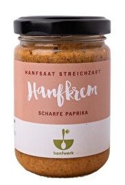 Hanfkrem Scharfe Paprika von Hanfwerk ist leicht pikant und ziemlich würzig.