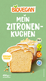 Die Mein Zitronen-Kuchen Backmischung von Biovegan mit echtem Zitronenpulver statt Aroma für einen natürlichen Zitronengeschmack.