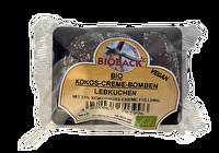 Die Bio Kokosnuss Creme Bomben von Rosmarin BIOBACK bieten ein unwiderstehliches Geschmackserlebnis: Saftiger Lebkuchen, gefüllt mit 31% Kokosnusscreme und überzogen mit zartbitterer Schokolade.