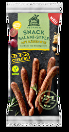 Die Snack Salami-Style mit Käsenote von Billie Green ist die perfekte, würzige Alternative für Käseliebhaber*innen. Traditioneller Geschmack trifft auf köstliche Käsenote.