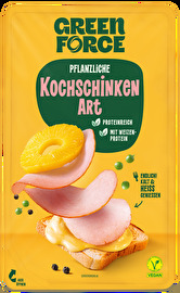 Herzhaft und delikat. Dafür braucht es kein Fleisch, dafür braucht es nur GREENFORCE und den veganen Aufschnitt Kochschinken Art.