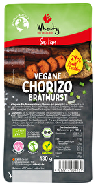 Die Chorizo Bratwurst von Wheaty ist pikant, deftig und vollmundig mit mediterraner Würznote!