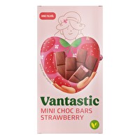 Die Mini Choc Bars Strawberry von Vantastic Foods sind ein Traum aus weißer Erdbeer-Mandelgrießfüllung, eingehüllt in knackiger, dunkler Ummantelung mit verführerischem Kakaoaroma.