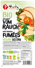 Fein geräucherter Aufschnitt vielseitig verwendbar als Streifen im Salat, aufs Brot oder auf der kalten Platte. Jetzt im veganen Onlineshop von kokku!