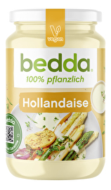 Die vegane Sauce Hollandaise von Bedda ist mindestens genauso lecker wie ihr tierisches Vorbild, dafür aber gesünder und ohne Tierleid produziert.