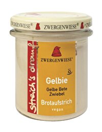 streichs drauf Gelbie von Zwergenwiese ist eine schmackhafte Mischung aus Zwiebeln und gelben Beten in Form eines veganen Brotaufstrichs. Jetzt günstig bei kokku im veganen Onlineshop bestellen