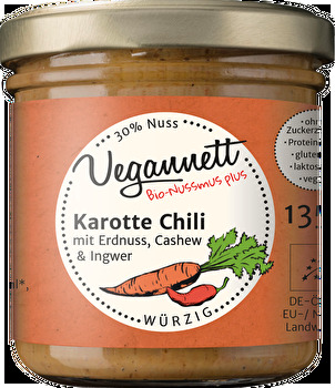 Vegannett - Aufstrich Karotte Chili mit 30% Nussmus