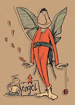 Kendike - Engel mit Jojo & Baby - Weihnachtskarte