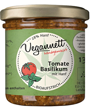 Vegannett - Aufstrich Tomate Basilikum mit Hanfsaat