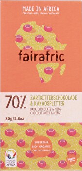 fairafric - Zartbitterschokolade 70% & Kakaosplitter