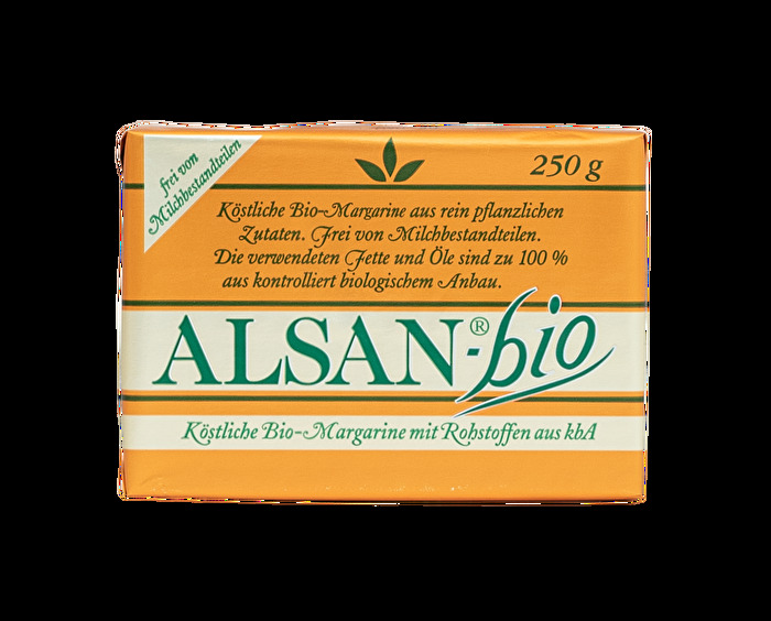 ALSAN Bio ist die vegane Margarine für alle, die neben dem Augenmerk auf Qualität und Geschmack auch noch die Gewissheit haben wollen, dass die Zutaten aus dem ökologischen Landbau stammen.