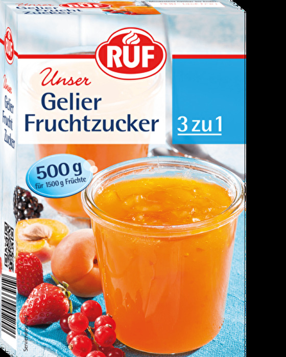 Mit dem Gelier Fruchtzucker von RUF holst du dir den absoluten Fruchtgenuss nach Hause.