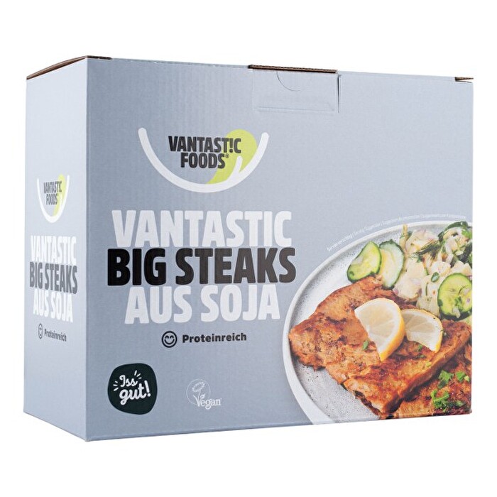 Die Soja Big Steaks - soy medaillons big im 500g-Vorratspack für die ganze Familie von Vantastic Foods. Schnelle Zubereitung und vielseitig einsetzbar!