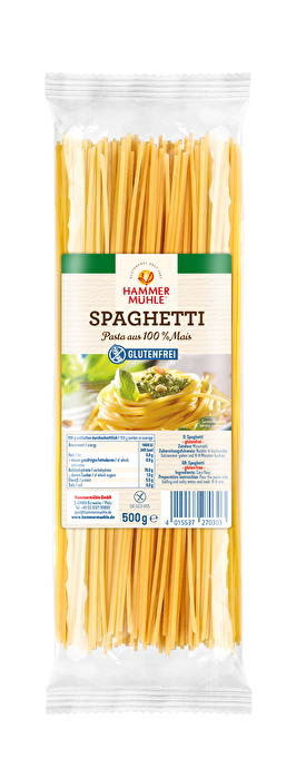 Hammermühle's köstliche Spaghetti bestehen zu 100% aus hochwertigem Maismehl.