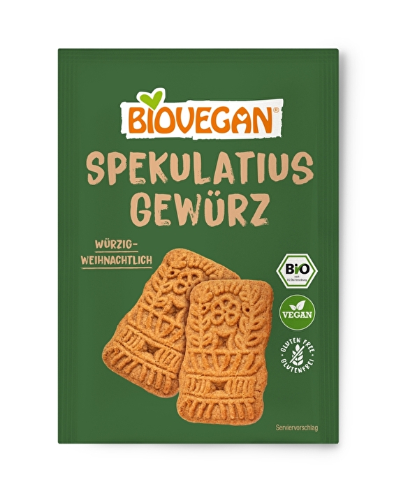 Das Spekulatiusgewürz von Biovegan enthält eine aromatische Mischung fein ausgewählter Gewürze und darf in Deiner veganen Weihnachtsbäckerei nicht fehlen, wenn Du ein Fan von Lebkuchen und Spekulatius bist!