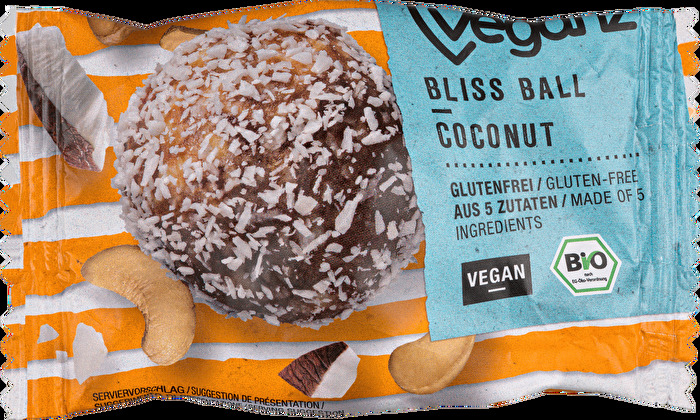 Der Bliss Ball Coconut von Veganz ist ein echter Power Snack, bestehend aus 5 Zutaten in Bio Qualität.