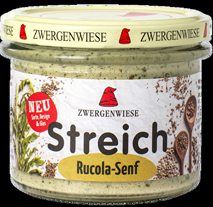 Der Rucola-Senf Streich von Zwergenwiese ist ein deftig-würziger Aufstrich, der alle Fans herzhaft-rustikaler Geschmäcker auf ihre Kosten kommen lässt.
