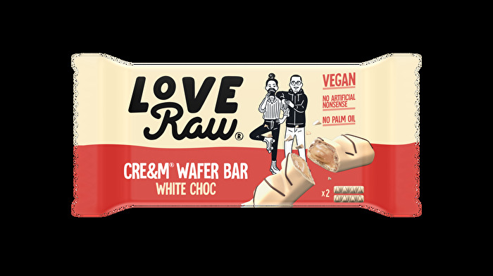 Der Cre&m Wafer Bar White Choc von LoveRaw ist eine Offenbarung für alle Fans von weißer Schokolade.