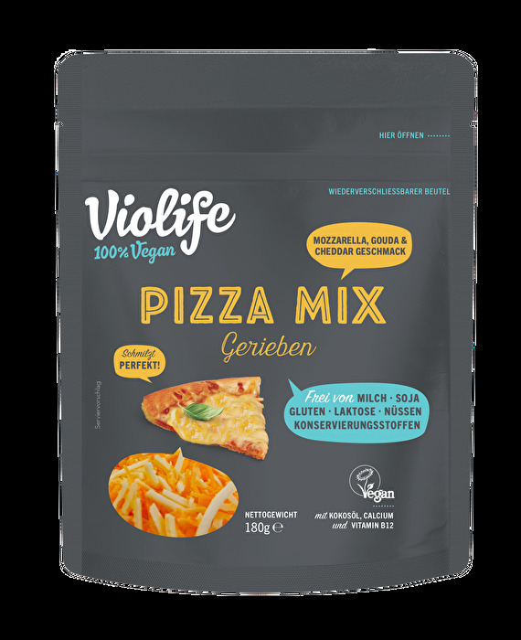 Der Pizza Mix gerieben von Violife ist eine echte Bereicherung für das vegane Pizza Game.