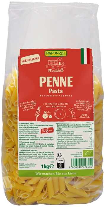 Die Vorratspackung der beliebten Pasta Penne Semola von Rapunzel ist perfekt geeignet für Großfamilien, WG's und alle, die gerne und viel Pasta essen.