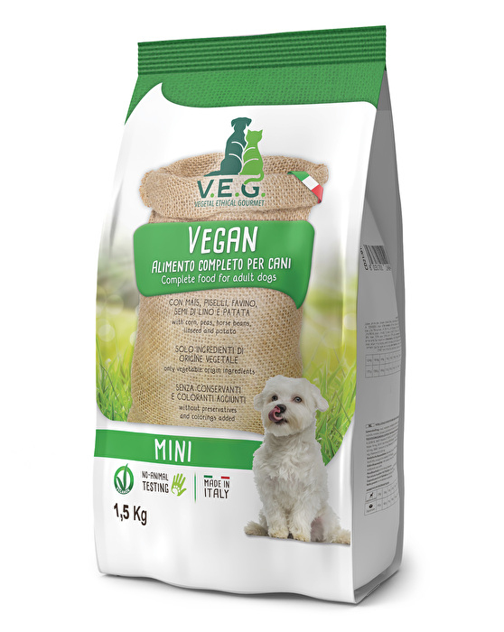 Das Komplettfutter Mini für ausgewachsene Hunde von V.E.G. ist ein veganes Hundefutter für die Ansprüche der Kleinen.
