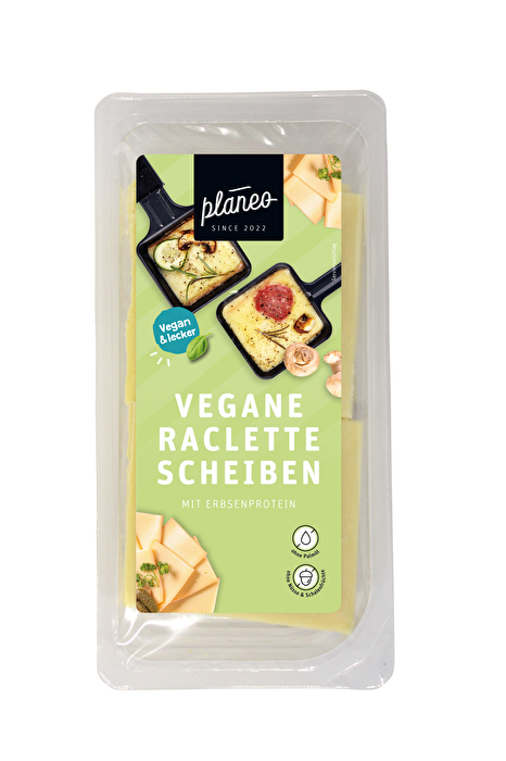 Die veganen Raclette Scheiben von planeo retten deinen nächsten Raclette Abend.