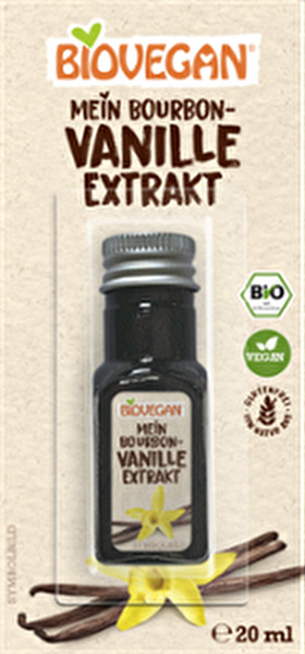 Das Bourbon-Vanille Extrakt von BioVegan verleiht deinen Kuchen, Desserts oder auch dem Morgenkaffee und Getränken im Handumdrehen eine feine Vanillenote.