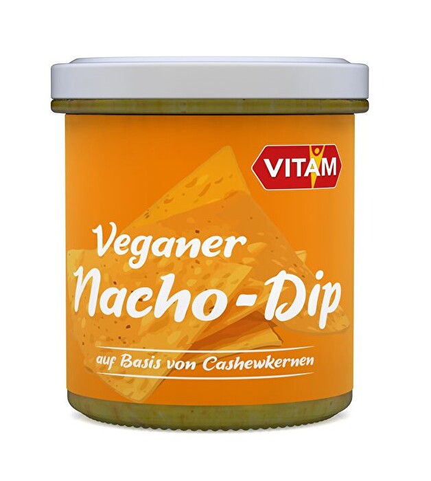 Dieser vegane Nacho-Dip von VITAM macht sich nicht nur super lecker zu knusprigen Nachos.