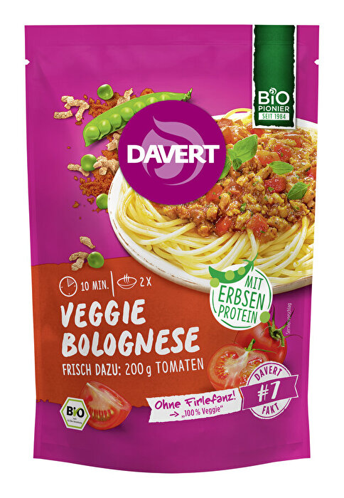 Die Veggie Bolognese von Davert ist eine Fertigmischung.