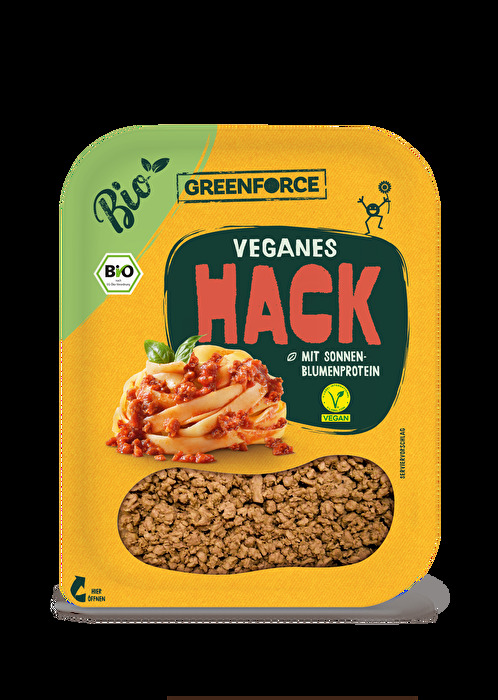 Das vegane Bio Hack mit Sonnenblumenprotein von GREENFORCE ist eine perfekte Alternative zu Hackfleisch.