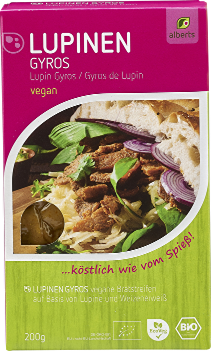 Alberts Lupinengyros ist ein rein veganes Pfannengericht nach Gyros-Art.