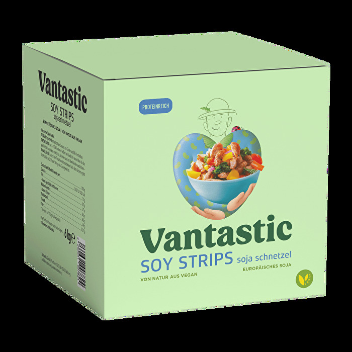 Die Soja Schnetzel im Großformat von Vantastic Foods.