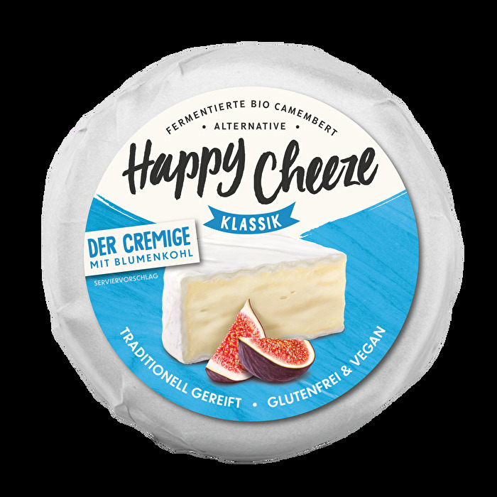 Der Cremige Klassik aus dem Hause Happy Cheeze ist eine edle Camembert-Alternative auf Blumenkohlbasis.