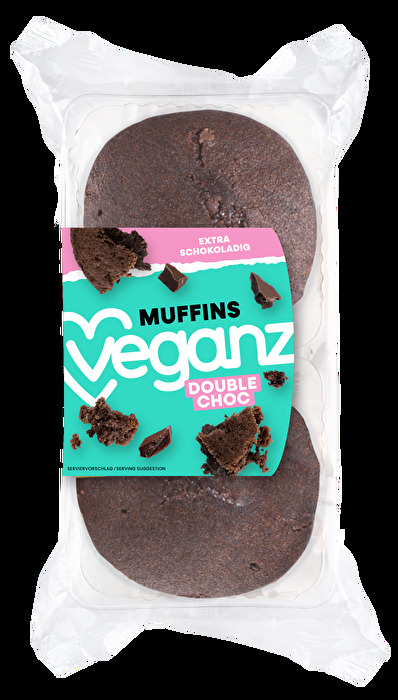 Wir finden, eine bessere Kombi als Schokolade mit Schokolade gibt es kaum und das dachte sich auch Veganz bei der Kreation des Muffins Double Choc.