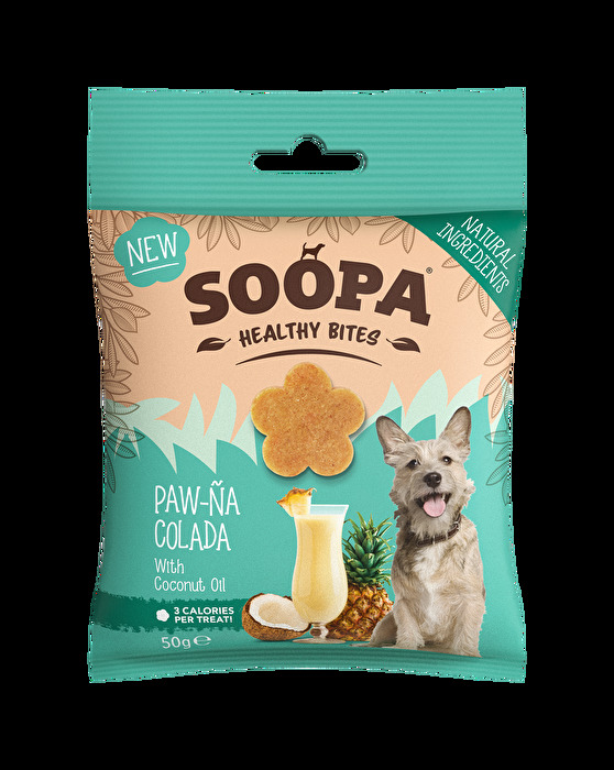 Die Hundedrops Paw-Na-Colada von Soopa bieten mit der Mischung aus Ananas und Kokosnuss ein exzellentes Geschmackserlebnis für Deinen geliebten Vierbeiner.