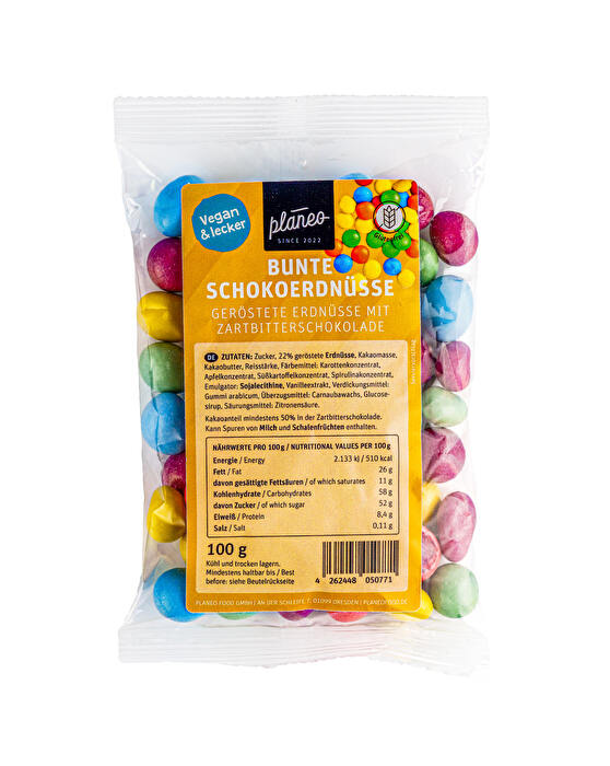 Klein aber fein, gibt es die 100 g Bunte Schokoerdnüsse von planeo bei kokku-online.de zu kaufen!